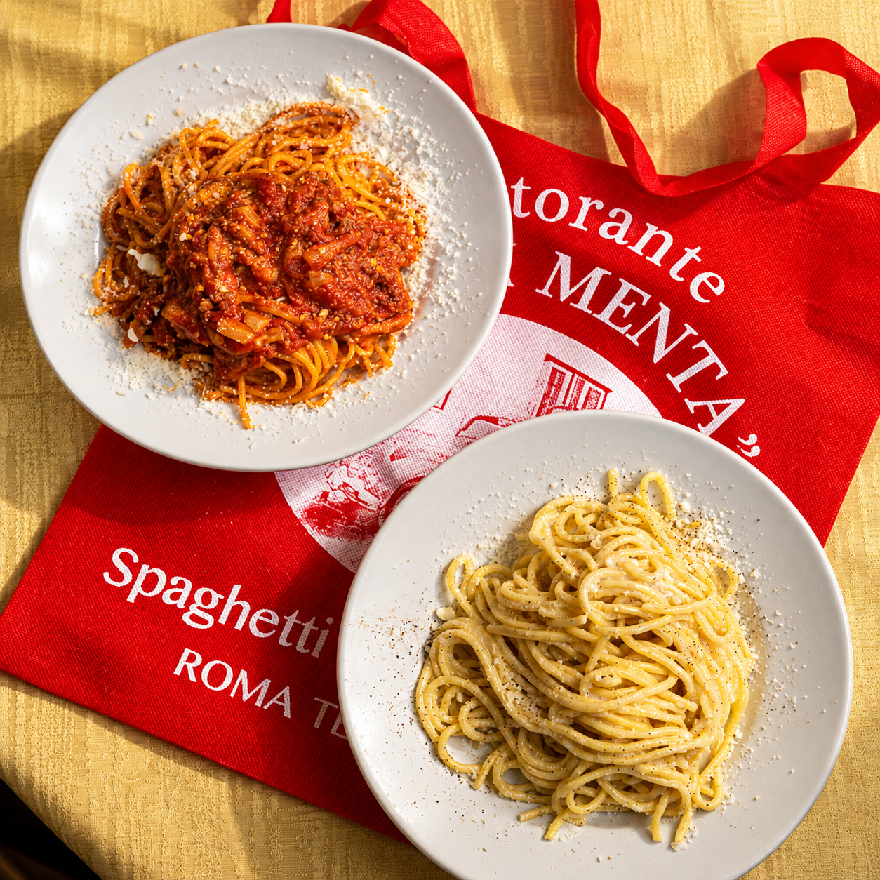 Carbonara e amatriciana del ristorante Carlo Menta